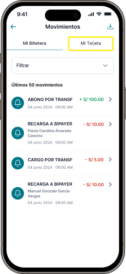 <p>Selecciona los movimientos de <strong>Mi Tarjeta</strong></p>