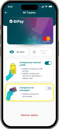 <p>Habilita la opci&oacute;n de <strong>Compras en el extranjero</strong></p>